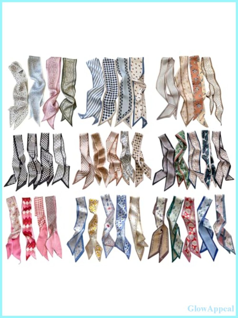 40 Pack Silk-Like Polyester Fashion Scarves for Hair, Bag, Neck